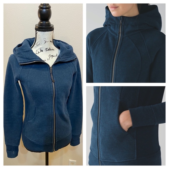 lululemon athletica Tops - Lululemon Scuba Hoodie IV Sweatshirt Nocturnal Teal Thumbholes Zip Jacket sz 4